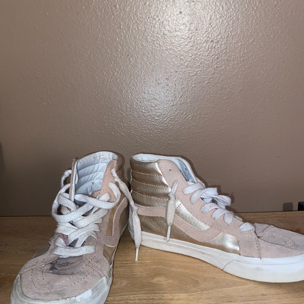Vans High-Top Sneakers in Pink and White